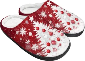 Holiday Christmas Slippers Indoor Bedroom Fluffy Warm Slippers Winter House Slippers for Women Men Soft House Shoes