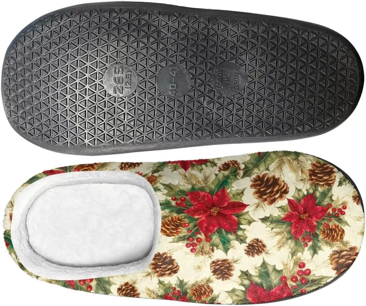 Holiday Christmas Slippers Indoor Bedroom Fluffy Warm Slippers Winter House Slippers for Women Men Soft House Shoes