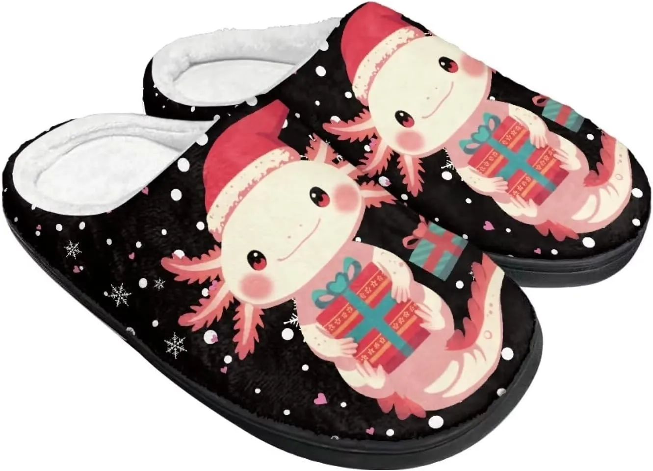 Holiday Christmas Slippers Indoor Bedroom Fluffy Warm Slippers Winter House Slippers for Women Men Soft House Shoes