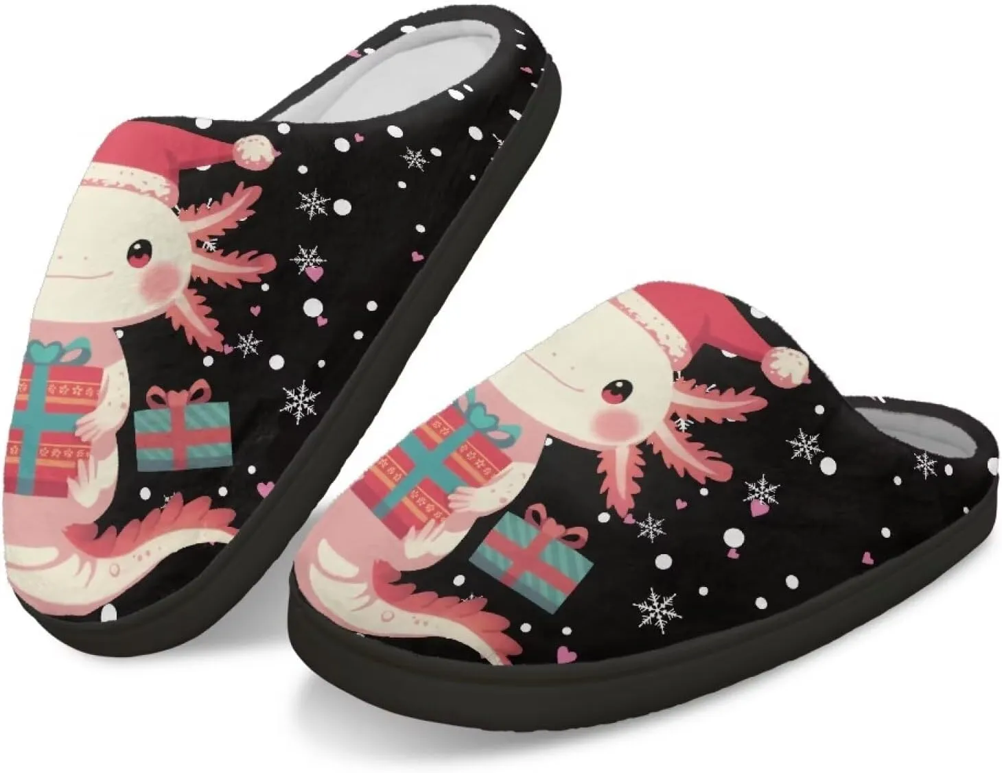 Holiday Christmas Slippers Indoor Bedroom Fluffy Warm Slippers Winter House Slippers for Women Men Soft House Shoes
