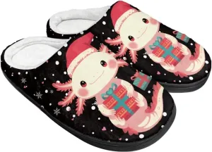 Holiday Christmas Slippers Indoor Bedroom Fluffy Warm Slippers Winter House Slippers for Women Men Soft House Shoes