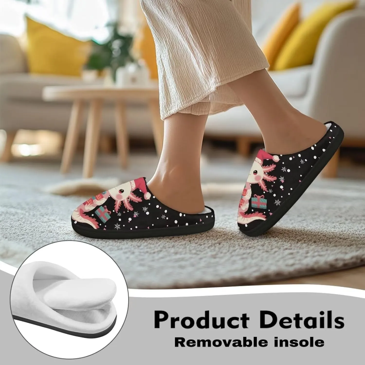 Holiday Christmas Slippers Indoor Bedroom Fluffy Warm Slippers Winter House Slippers for Women Men Soft House Shoes