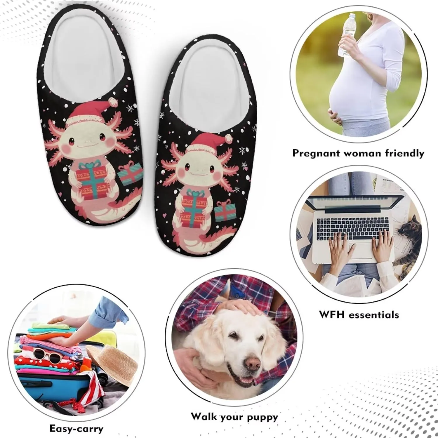 Holiday Christmas Slippers Indoor Bedroom Fluffy Warm Slippers Winter House Slippers for Women Men Soft House Shoes