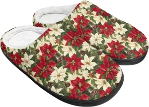 Holiday Christmas Slippers Indoor Bedroom Fluffy Warm Slippers Winter House Slippers for Women Men Soft House Shoes