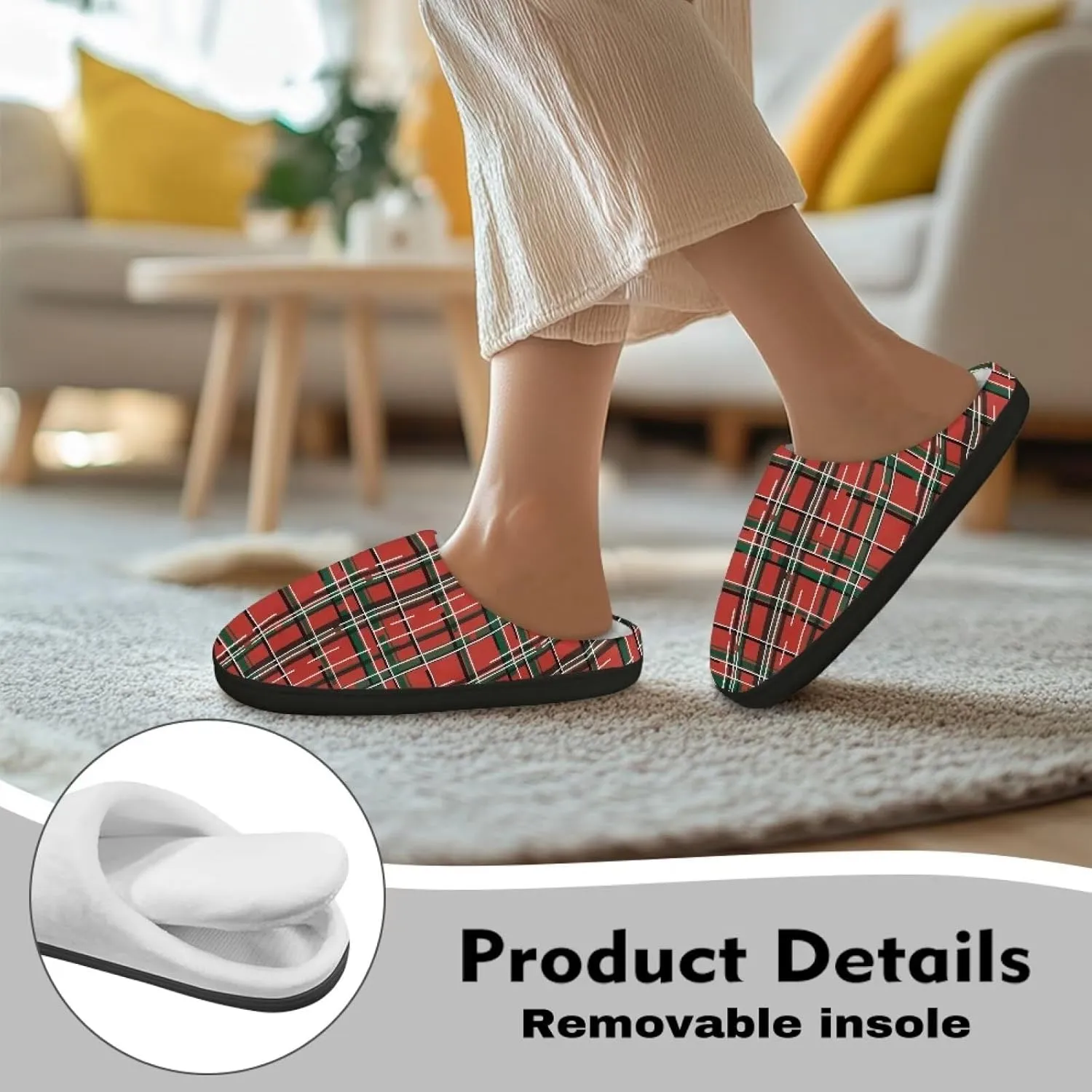 Holiday Christmas Slippers Indoor Bedroom Fluffy Warm Slippers Winter House Slippers for Women Men Soft House Shoes