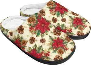 Holiday Christmas Slippers Indoor Bedroom Fluffy Warm Slippers Winter House Slippers for Women Men Soft House Shoes
