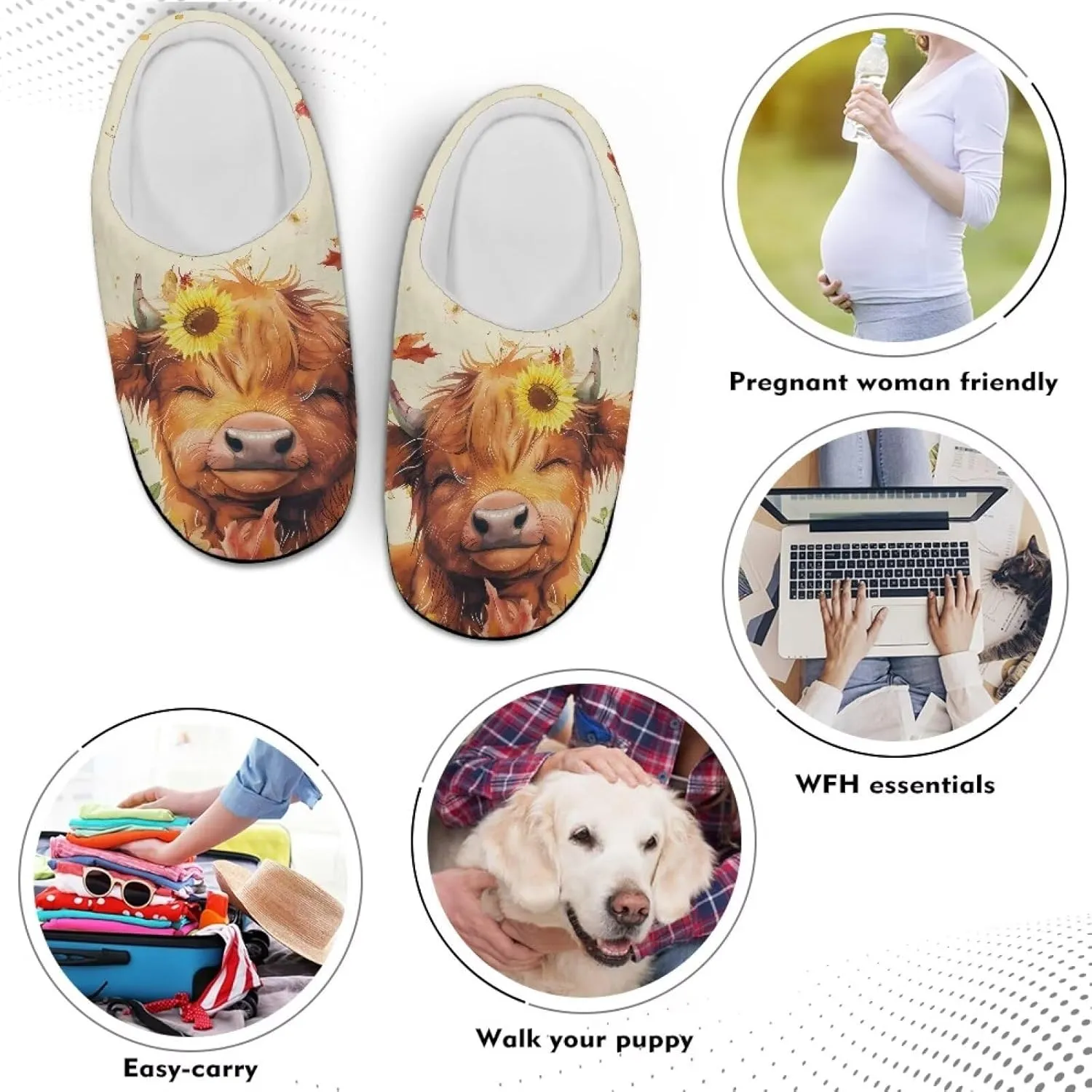 Holiday Thanksgiving Couple Slippers for Women & Men - Indoor Soft Warm Bedroom Slippers