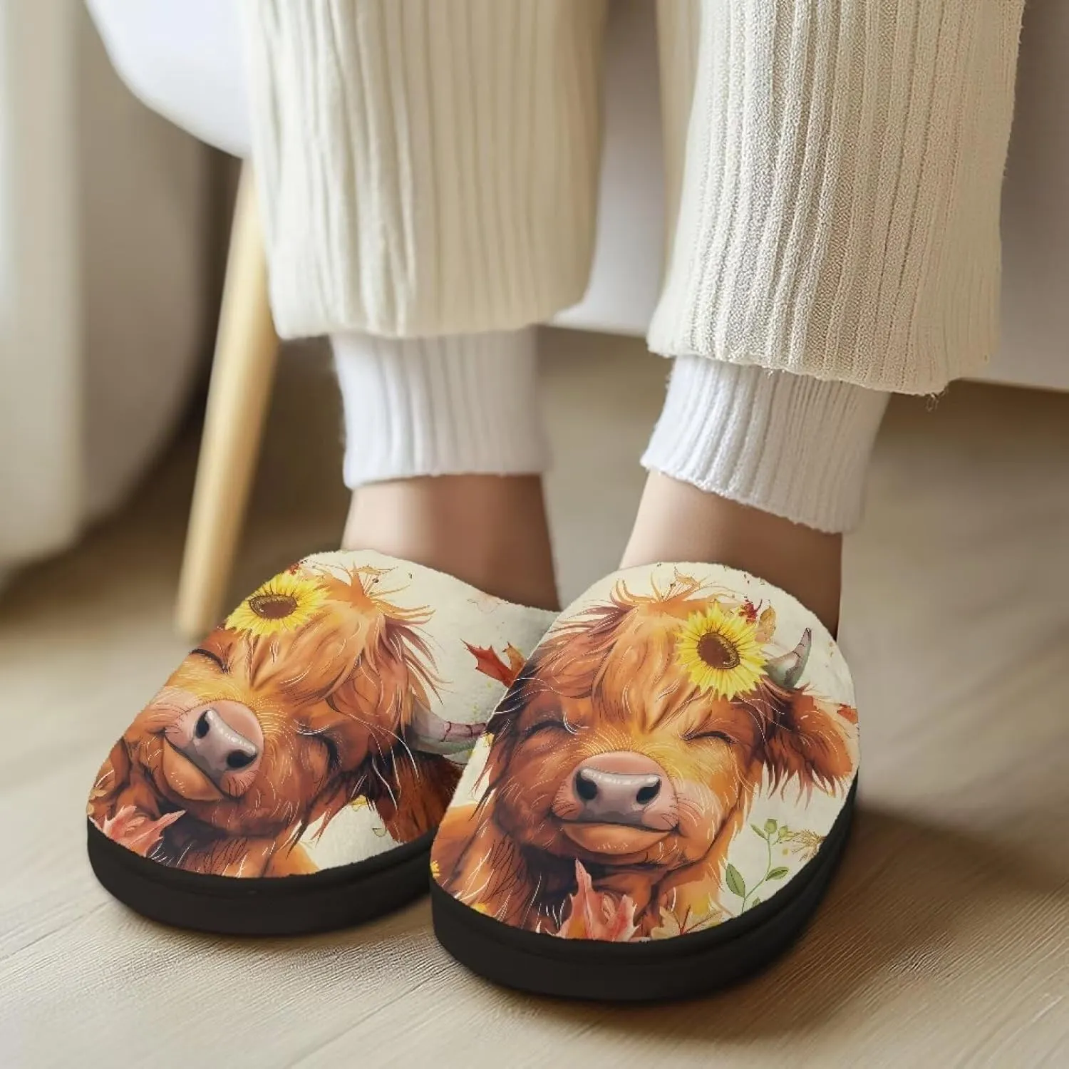 Holiday Thanksgiving Couple Slippers for Women & Men - Indoor Soft Warm Bedroom Slippers