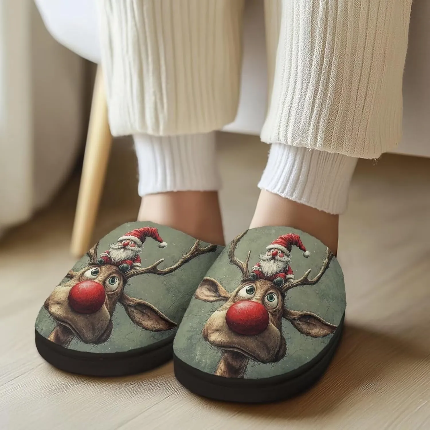 Holiday Thanksgiving Couple Slippers for Women & Men - Indoor Soft Warm Bedroom Slippers