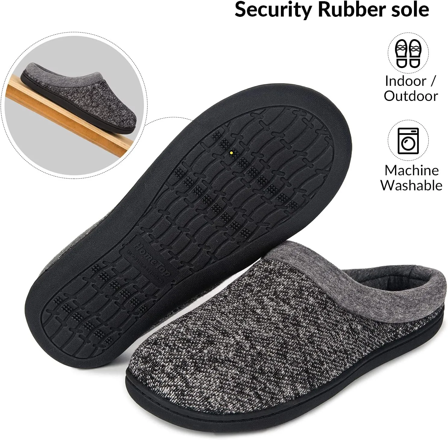 HomeTop Women's Knit Memory Foam Slippers Warm Soft House Shoes with Anti-slip Sole