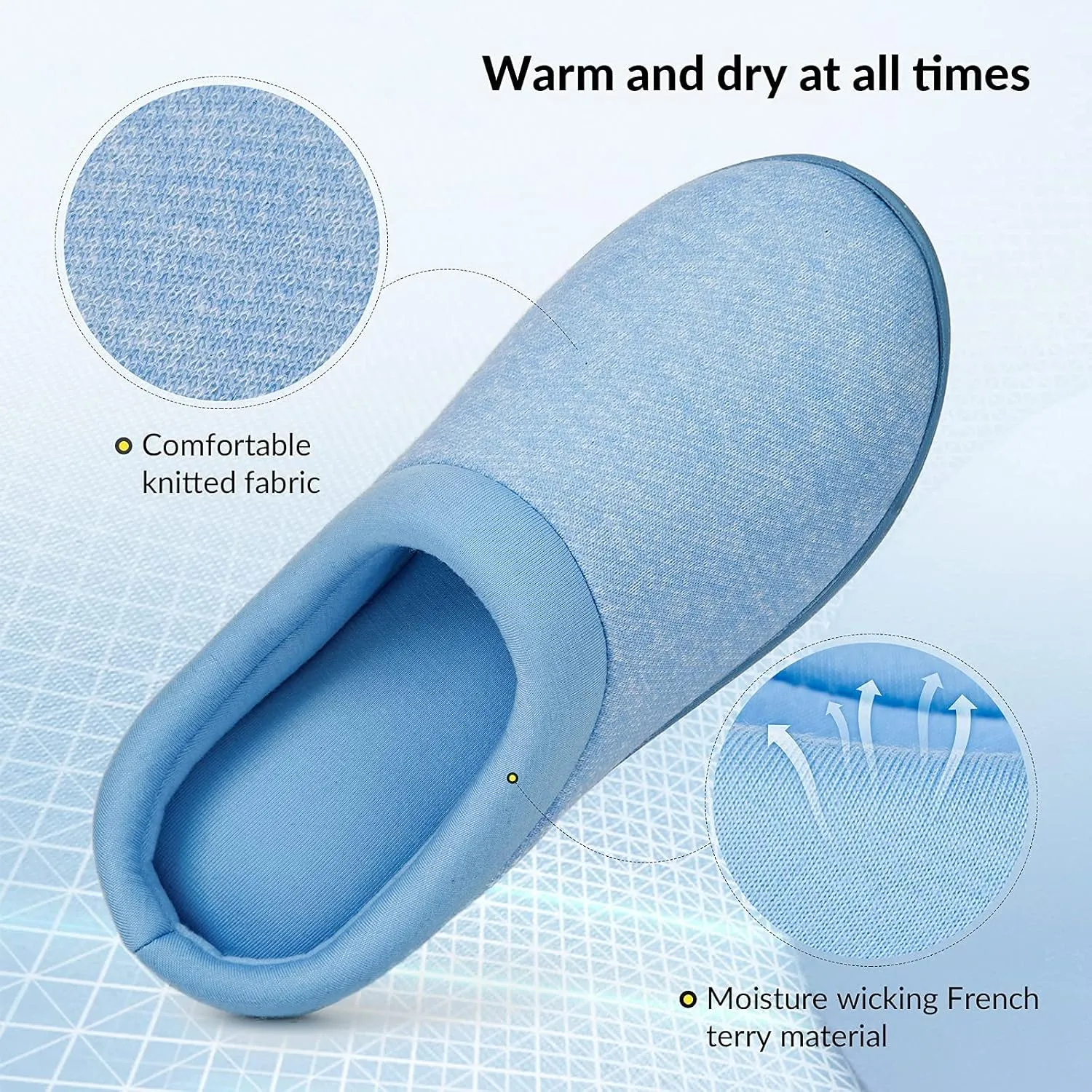 HomeTop Women's Knit Memory Foam Slippers Warm Soft House Shoes with Anti-slip Sole