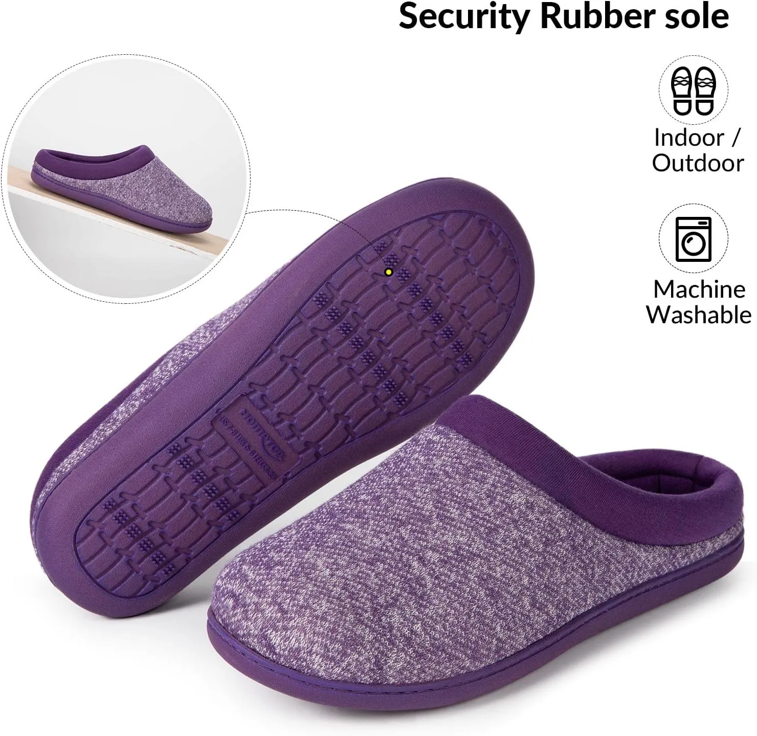 HomeTop Women's Knit Memory Foam Slippers Warm Soft House Shoes with Anti-slip Sole