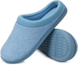 HomeTop Women's Knit Memory Foam Slippers Warm Soft House Shoes with Anti-slip Sole