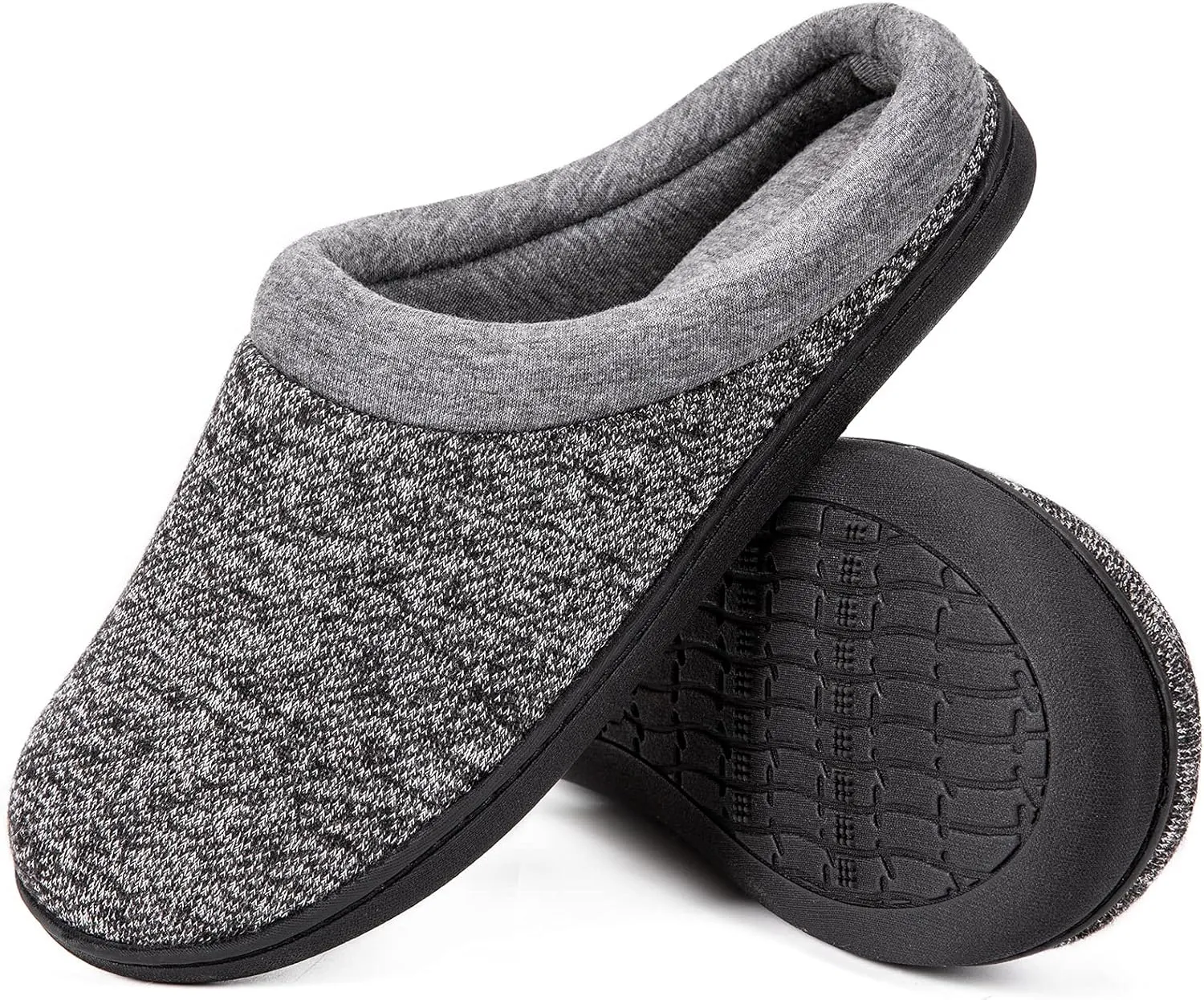 HomeTop Women's Knit Memory Foam Slippers Warm Soft House Shoes with Anti-slip Sole