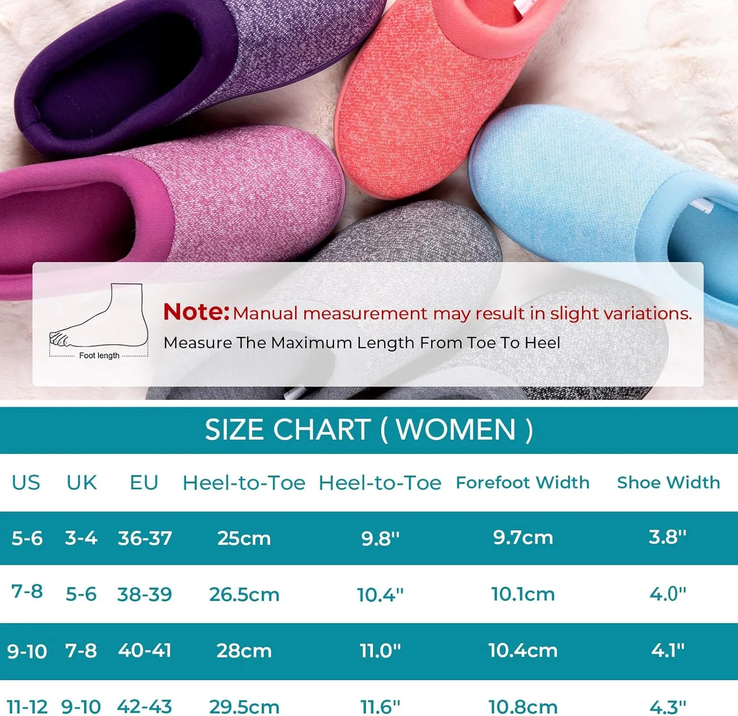 HomeTop Women's Knit Memory Foam Slippers Warm Soft House Shoes with Anti-slip Sole