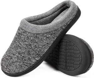 HomeTop Women's Knit Memory Foam Slippers Warm Soft House Shoes with Anti-slip Sole