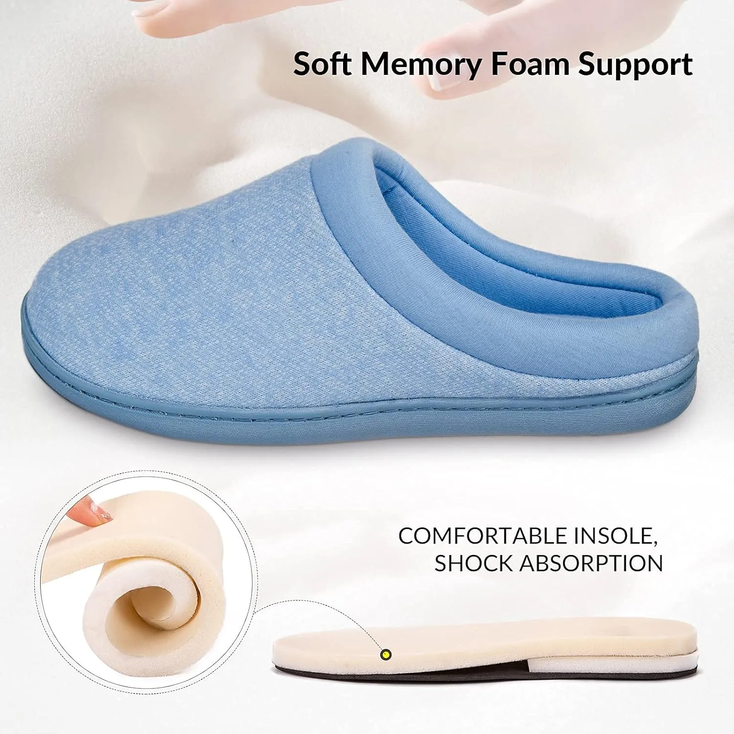 HomeTop Women's Knit Memory Foam Slippers Warm Soft House Shoes with Anti-slip Sole