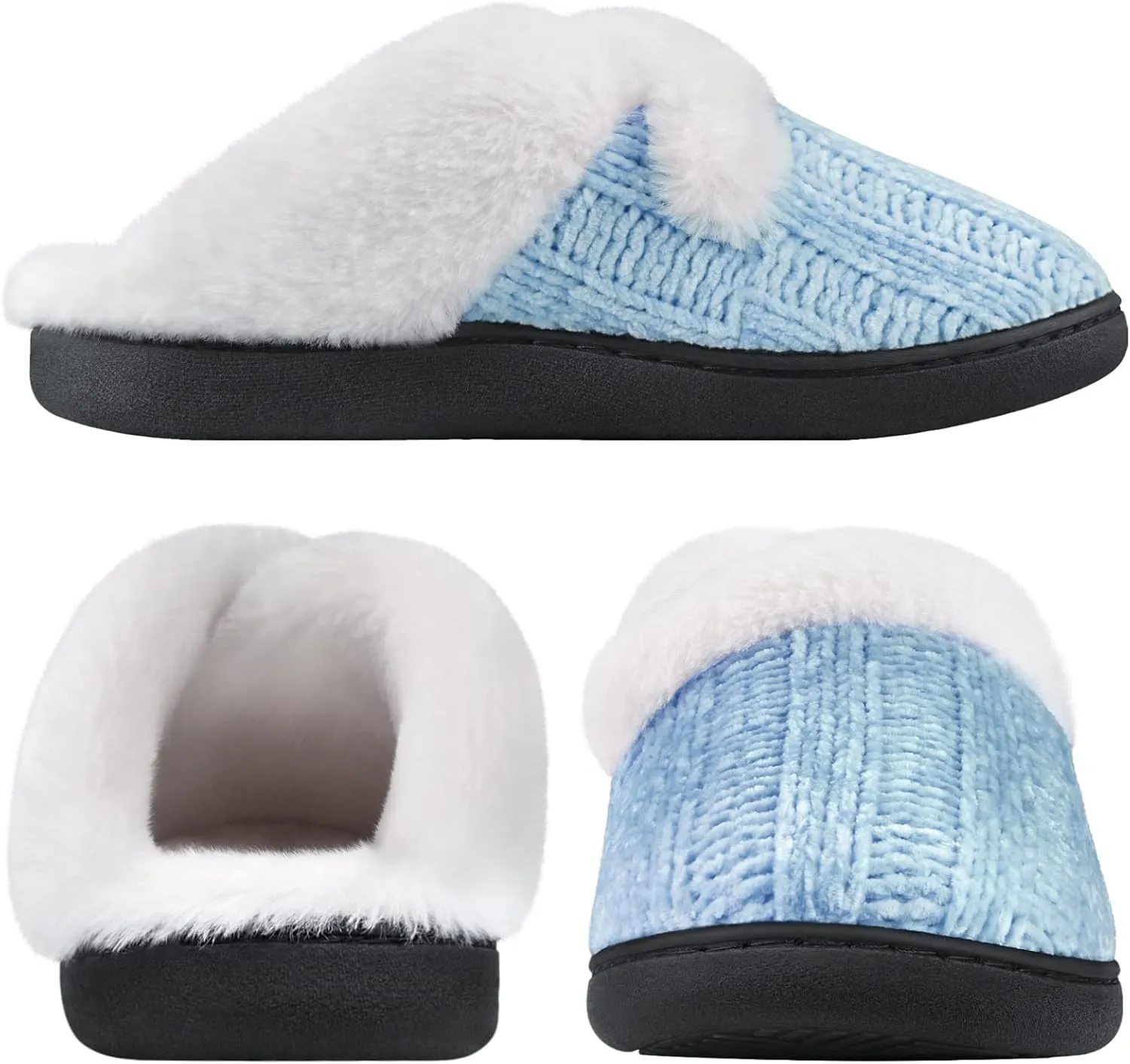 Homitem Fuzzy Slippers for Women Indoor and Outdoor Fluffy Bedroom House Shoes with Arch Support Memory Foam Winter Warm Ladeis Cute Comfy Cozy