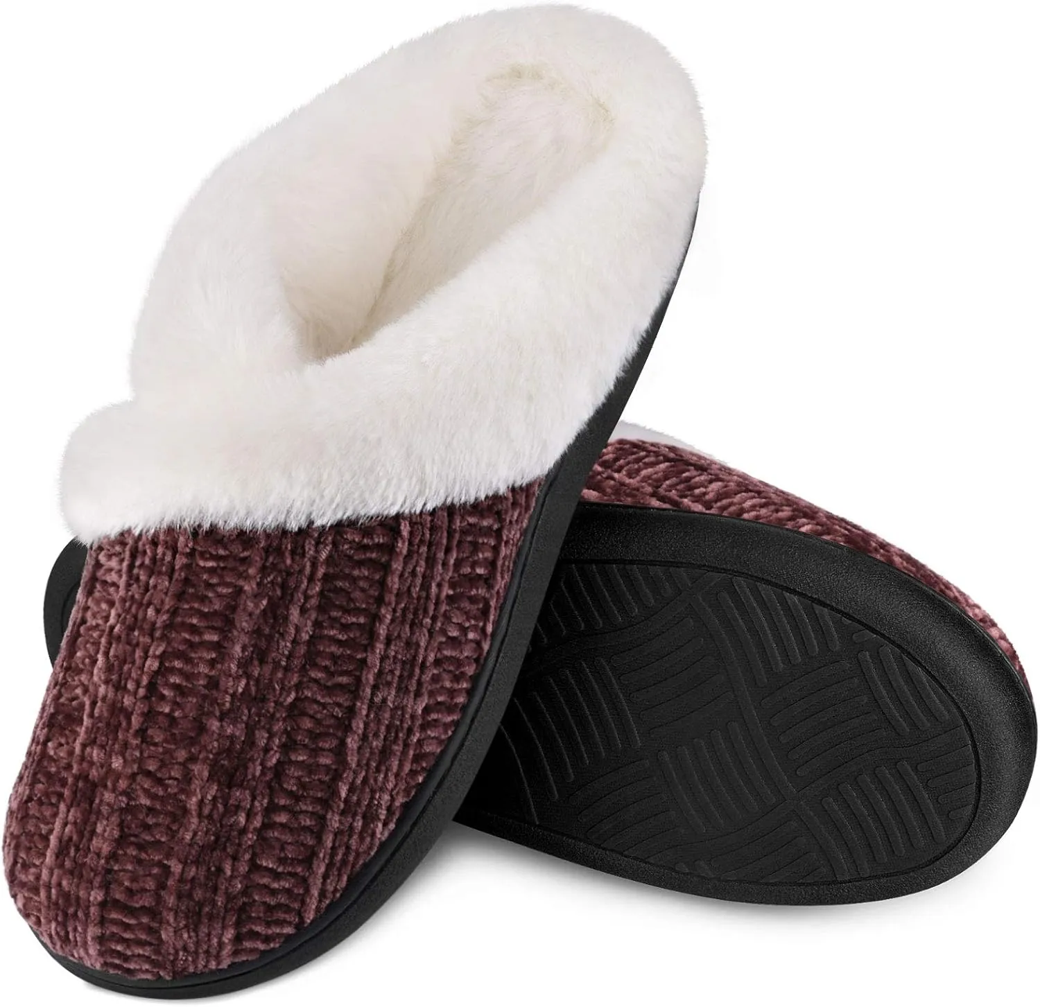 Homitem Fuzzy Slippers for Women Indoor and Outdoor Fluffy Bedroom House Shoes with Arch Support Memory Foam Winter Warm Ladeis Cute Comfy Cozy