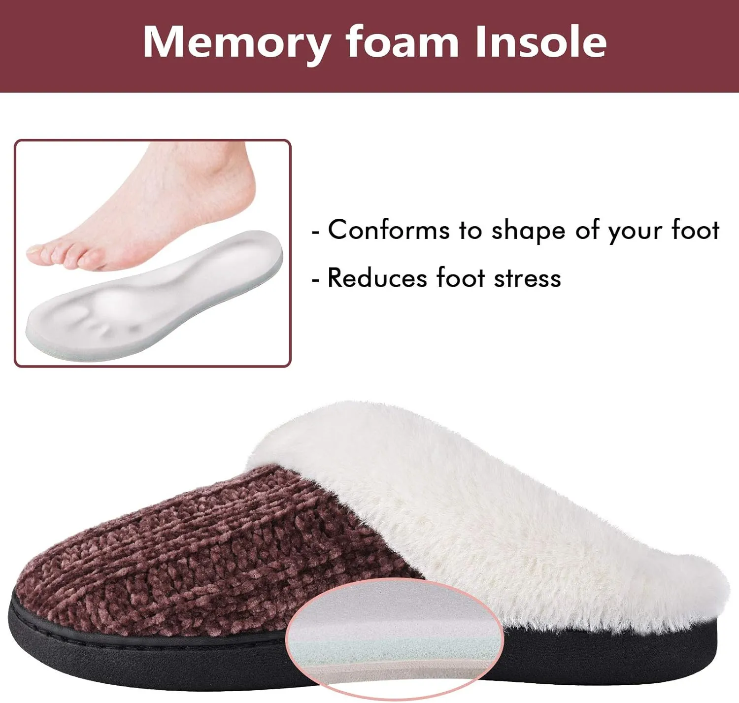 Homitem Fuzzy Slippers for Women Indoor and Outdoor Fluffy Bedroom House Shoes with Arch Support Memory Foam Winter Warm Ladeis Cute Comfy Cozy