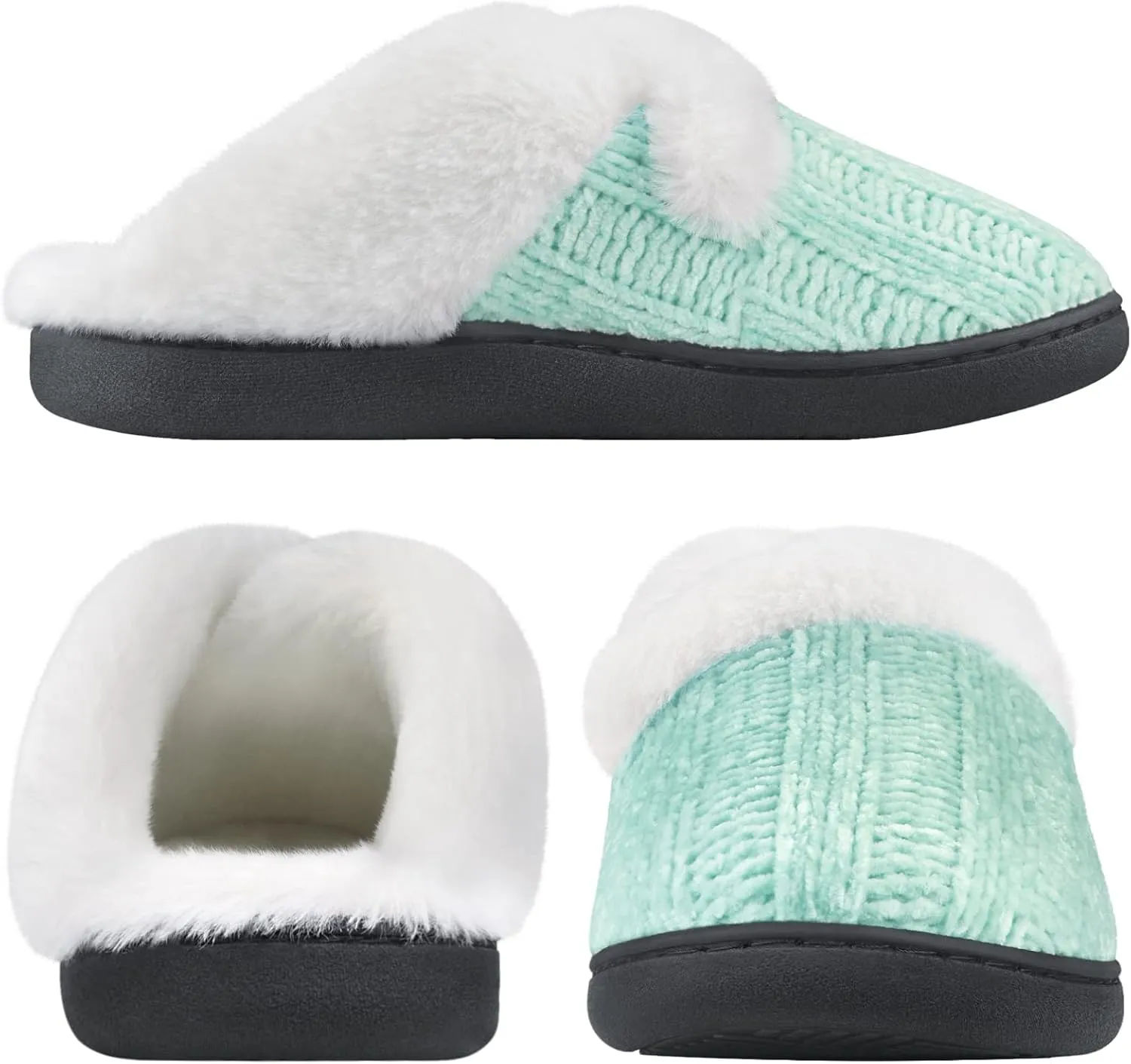 Homitem Fuzzy Slippers for Women Indoor and Outdoor Fluffy Bedroom House Shoes with Arch Support Memory Foam Winter Warm Ladeis Cute Comfy Cozy