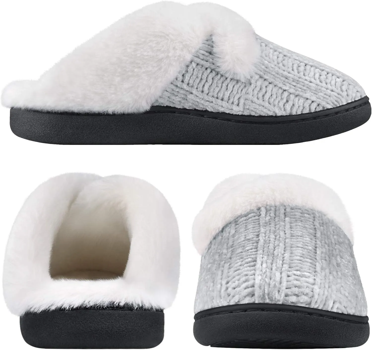 Homitem Fuzzy Slippers for Women Indoor and Outdoor Fluffy Bedroom House Shoes with Arch Support Memory Foam Winter Warm Ladeis Cute Comfy Cozy