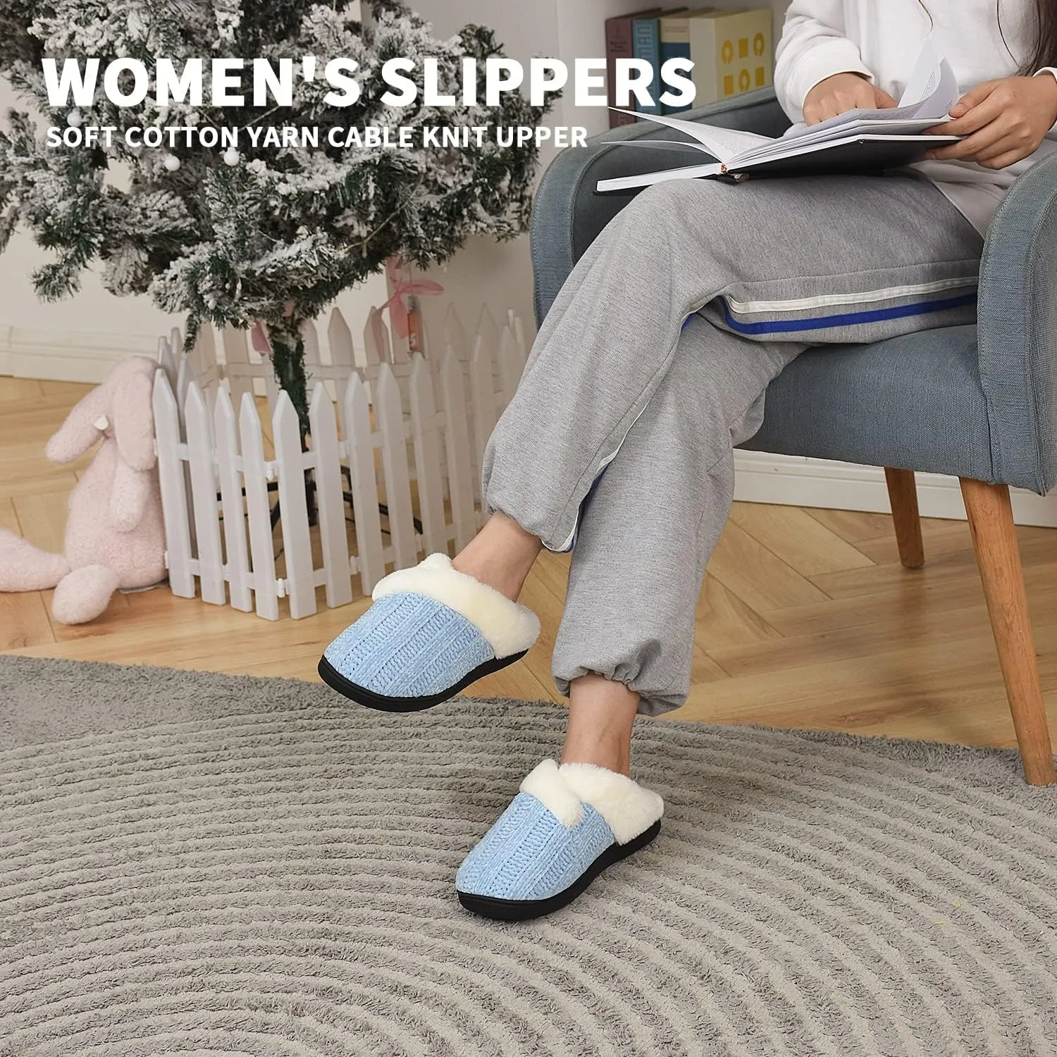 Homitem Fuzzy Slippers for Women Indoor and Outdoor Fluffy Bedroom House Shoes with Arch Support Memory Foam Winter Warm Ladeis Cute Comfy Cozy