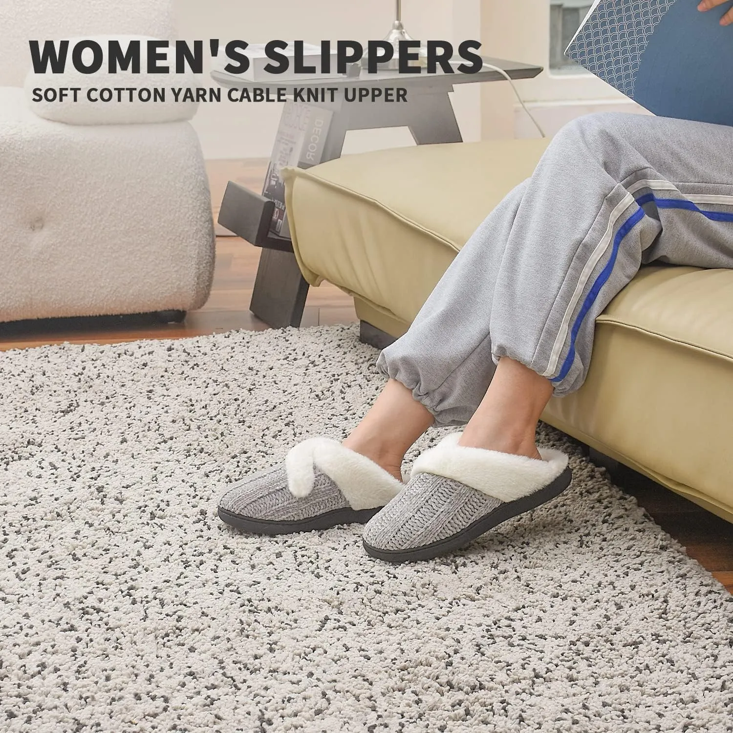 Homitem Fuzzy Slippers for Women Indoor and Outdoor Fluffy Bedroom House Shoes with Arch Support Memory Foam Winter Warm Ladeis Cute Comfy Cozy