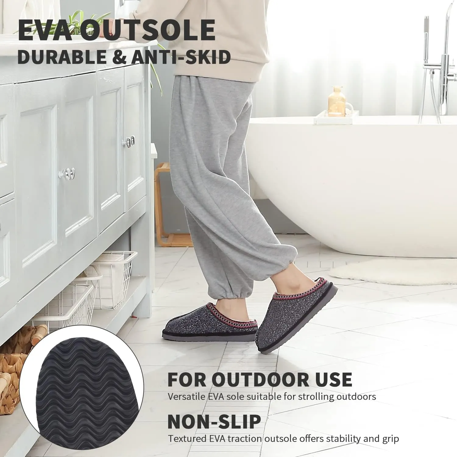 Homitem House Bedroom Slippers for Women Platform Shoes Indoor and Outdoor with Fuzzy Lining Hard Sole Memory Foam Slip on