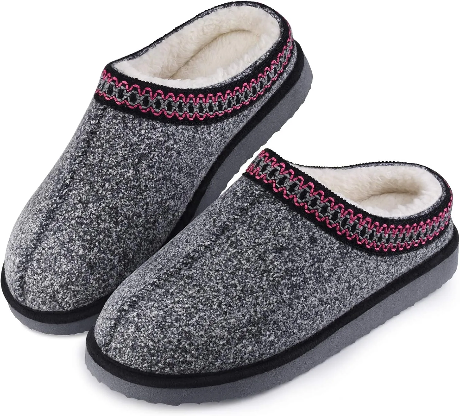 Homitem House Bedroom Slippers for Women Platform Shoes Indoor and Outdoor with Fuzzy Lining Hard Sole Memory Foam Slip on