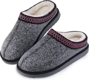 Homitem House Bedroom Slippers for Women Platform Shoes Indoor and Outdoor with Fuzzy Lining Hard Sole Memory Foam Slip on