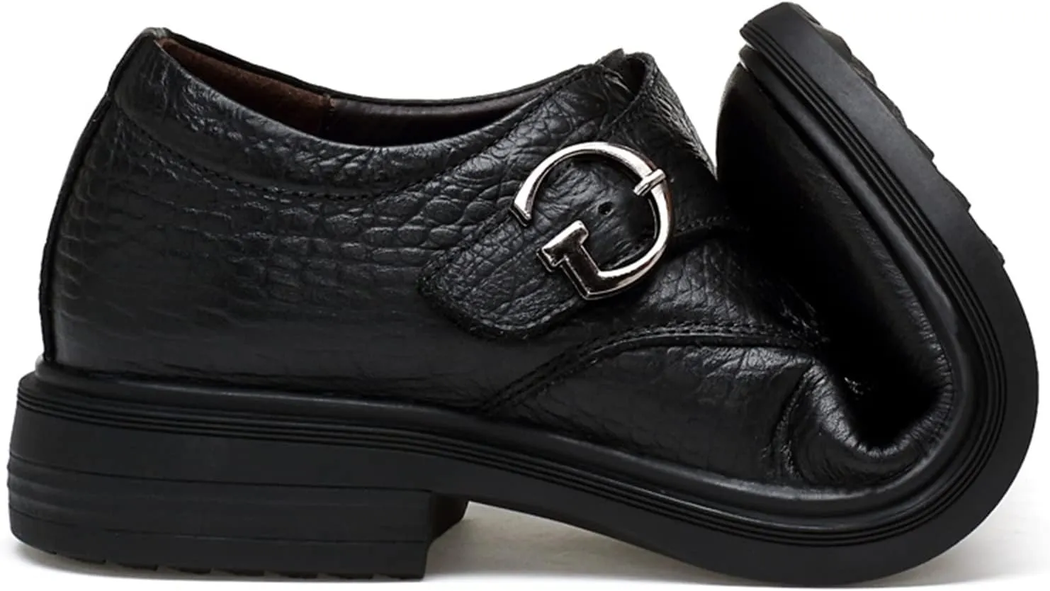 HOOENG Dress Formal Shoes for Men Slip on Crocodile Embossed Monk Strap Leather Slip Resistant Low Top Anti-Slip Non Slip Outdoor