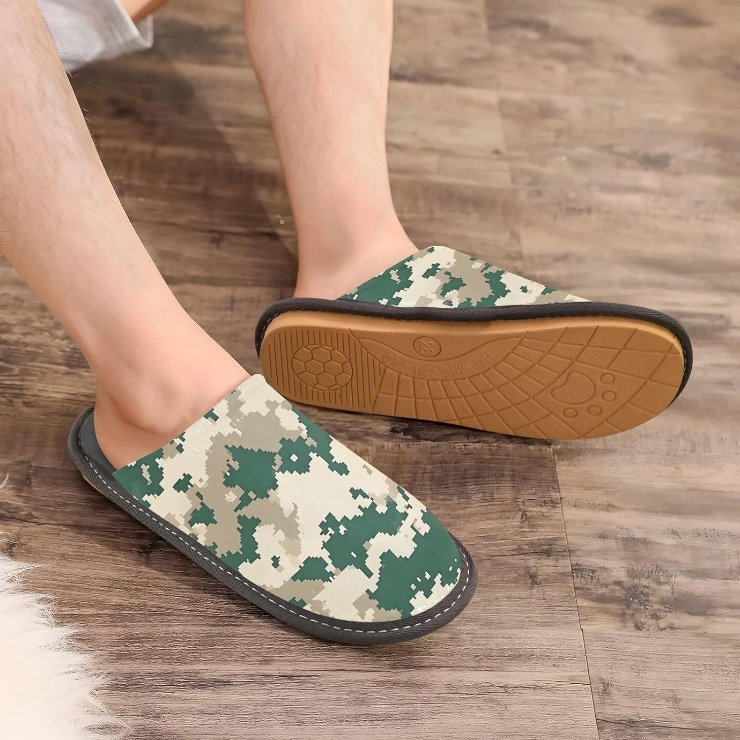 House Slippers Digital Camo Print Unisex Rubber Sole Memory Foam Indoor Outdoor 4-5
