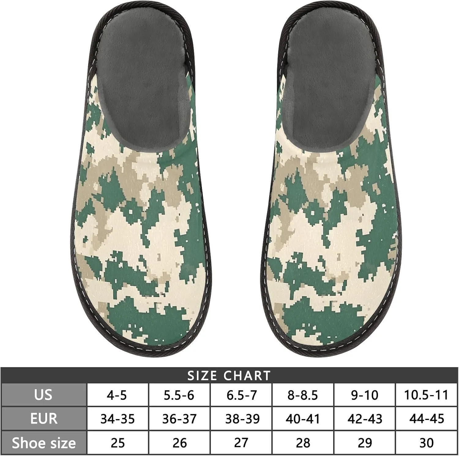 House Slippers Digital Camo Print Unisex Rubber Sole Memory Foam Indoor Outdoor 4-5