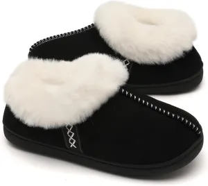 House Slippers for Woman Men, womens slippers on Fuzzy House Shoes Memory Foam with Fuzzy Faux Fur Comfortable Non-Slip Warm Shoes Indoor outdoor Size