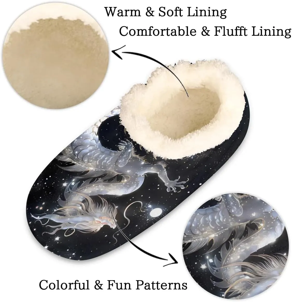 House Slippers for Women Men, Animal Fuzzy Soft Cozy Non Slip Slipper Socks for Indoor Outdoor