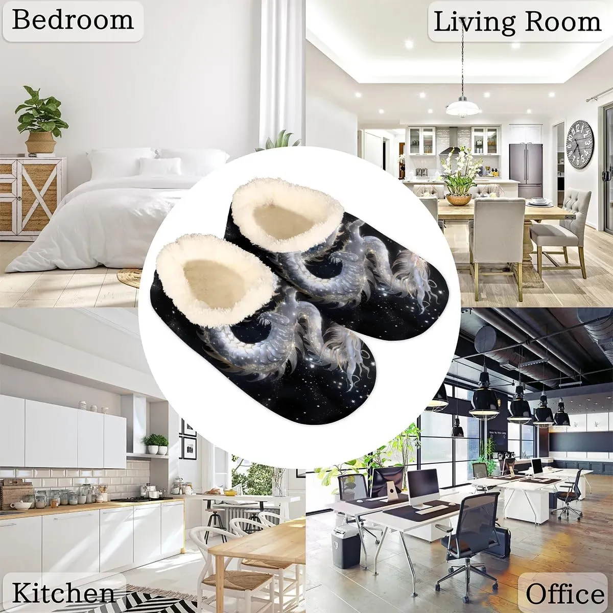 House Slippers for Women Men, Animal Fuzzy Soft Cozy Non Slip Slipper Socks for Indoor Outdoor