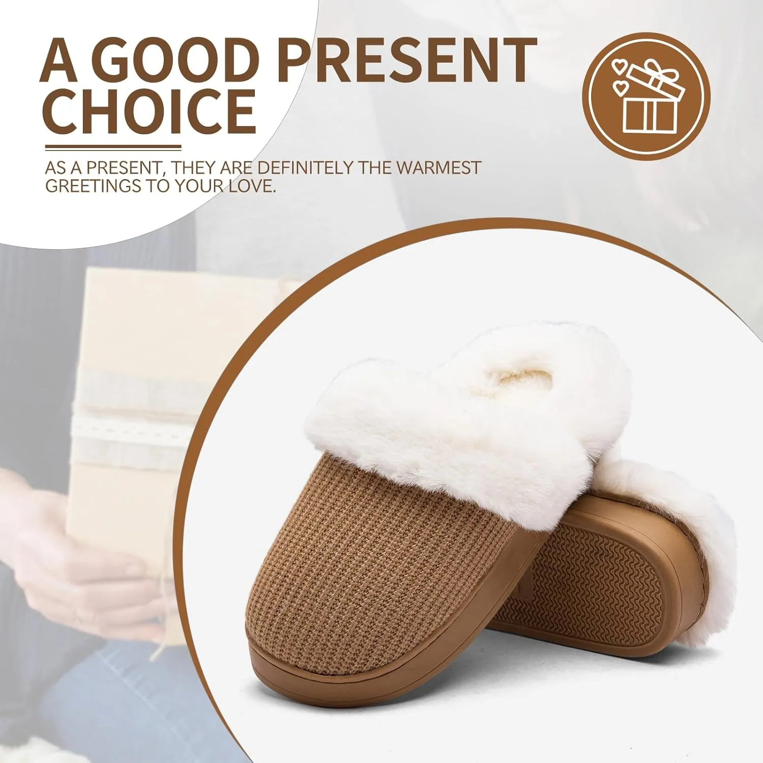 House Slippers for Womens Cozy Memory Foam Anti-Slip Warm Plush Cotton Scuff Slippers Bedroom Shoes Indoor & Outdoor
