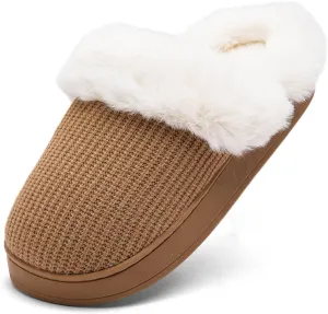 House Slippers for Womens Cozy Memory Foam Anti-Slip Warm Plush Cotton Scuff Slippers Bedroom Shoes Indoor & Outdoor