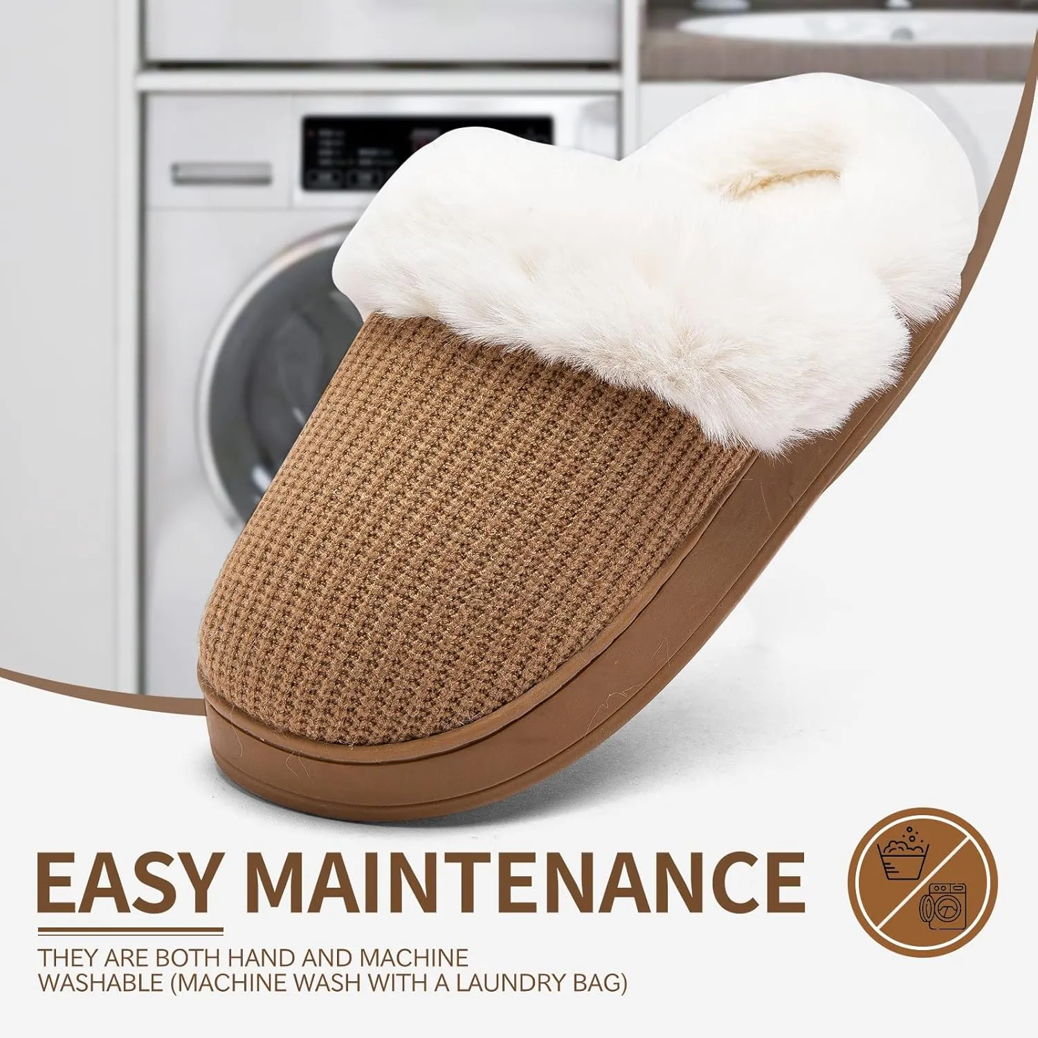 House Slippers for Womens Cozy Memory Foam Anti-Slip Warm Plush Cotton Scuff Slippers Bedroom Shoes Indoor & Outdoor