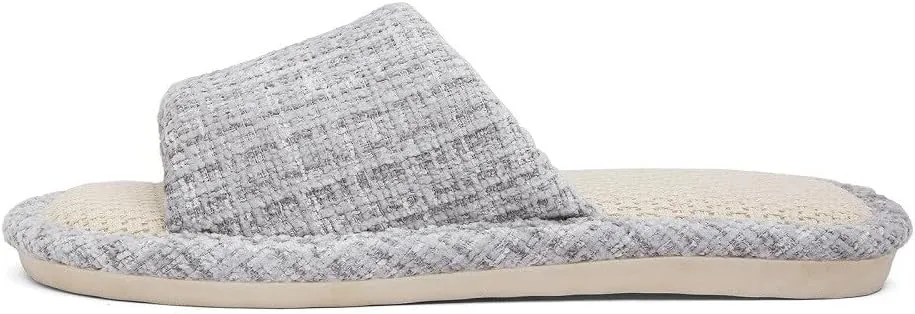 House Slippers Indoor Cotton Flax Slippers, Women's and Men's Casual Soft Non-slip Open Toed Mute Slippers