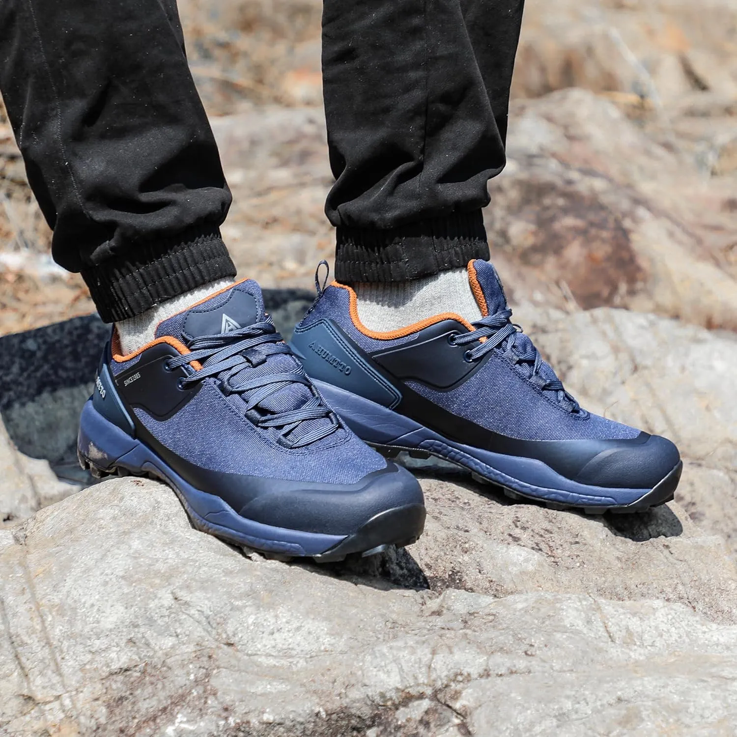 HUMTTO Men's All-Terrain Waterproof Hiking Shoes Lightweight Breathable Trekking Anti Slip Outdoor Trails Shoes