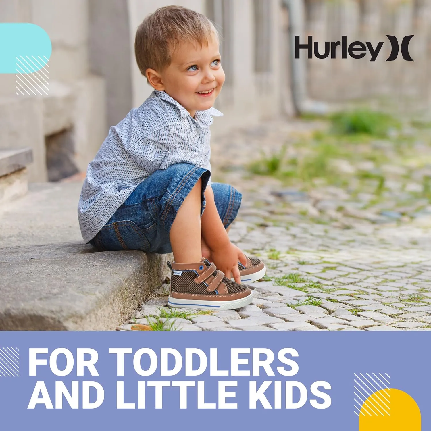 Hurley Kids Toddler and Little Kids Tedd Canvas Sneakers with Straps High Cut Skateboarding Shoes for Boys and Girls, Durable Shoes for School