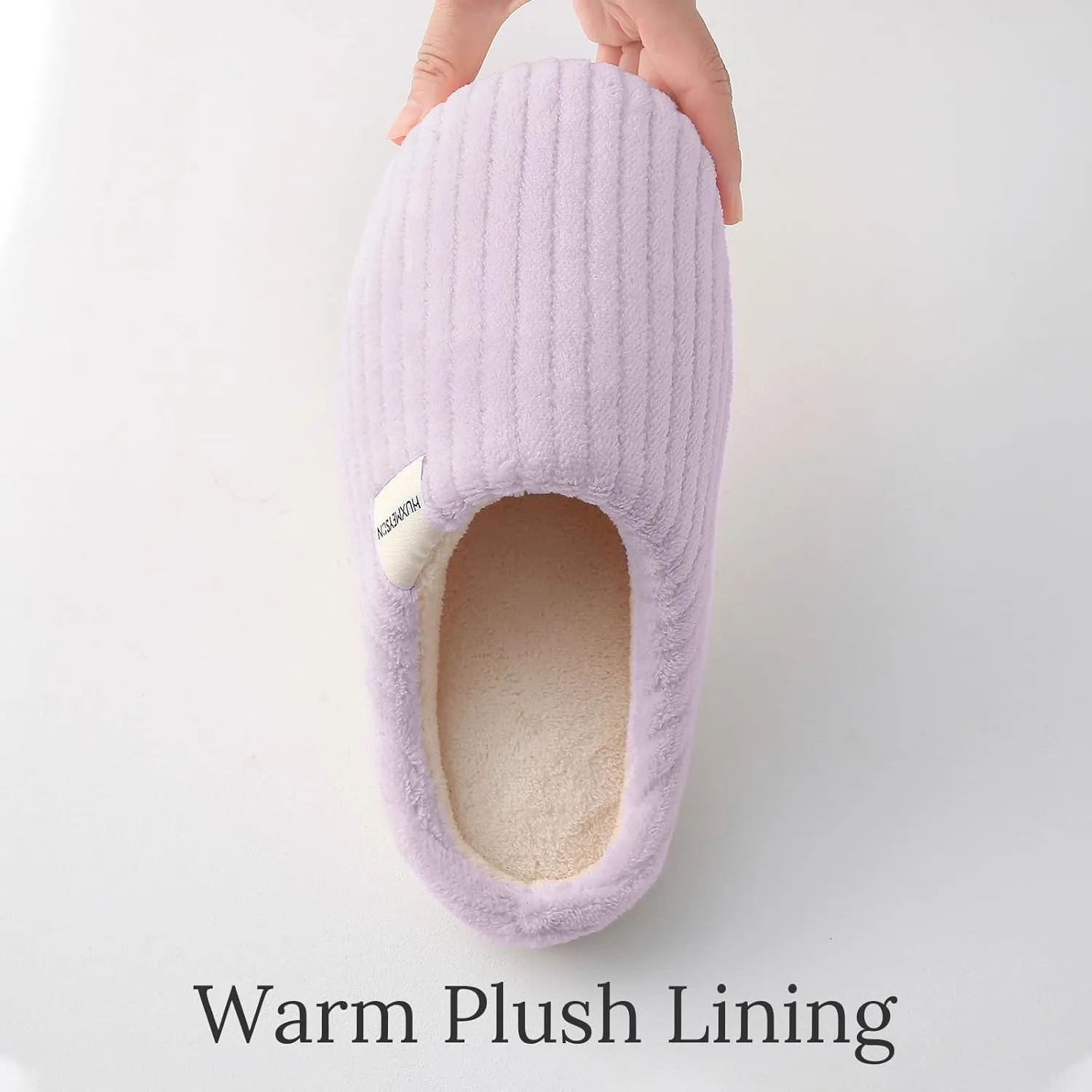 HUXMEYSON Slippers for Women, Warm Memory Foam Comfy House Slippers with Anti-Skid Rubber Sole for Indoor and Outdoor