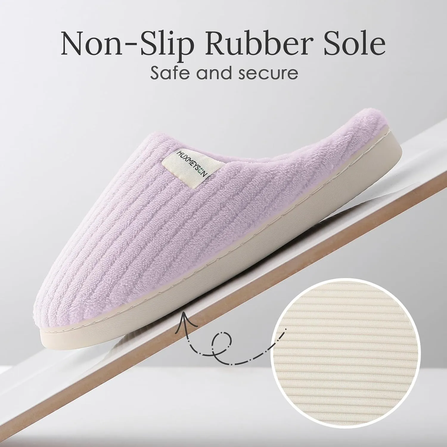 HUXMEYSON Slippers for Women, Warm Memory Foam Comfy House Slippers with Anti-Skid Rubber Sole for Indoor and Outdoor