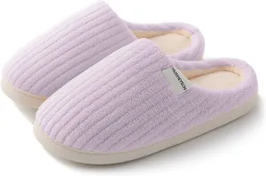 HUXMEYSON Slippers for Women, Warm Memory Foam Comfy House Slippers with Anti-Skid Rubber Sole for Indoor and Outdoor