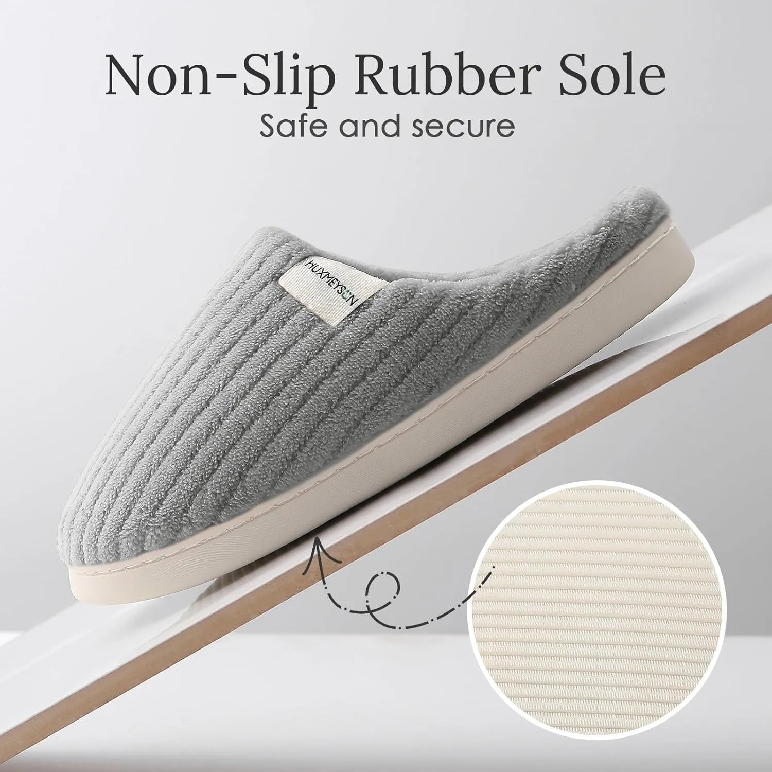 HUXMEYSON Slippers for Women, Warm Memory Foam Comfy House Slippers with Anti-Skid Rubber Sole for Indoor and Outdoor