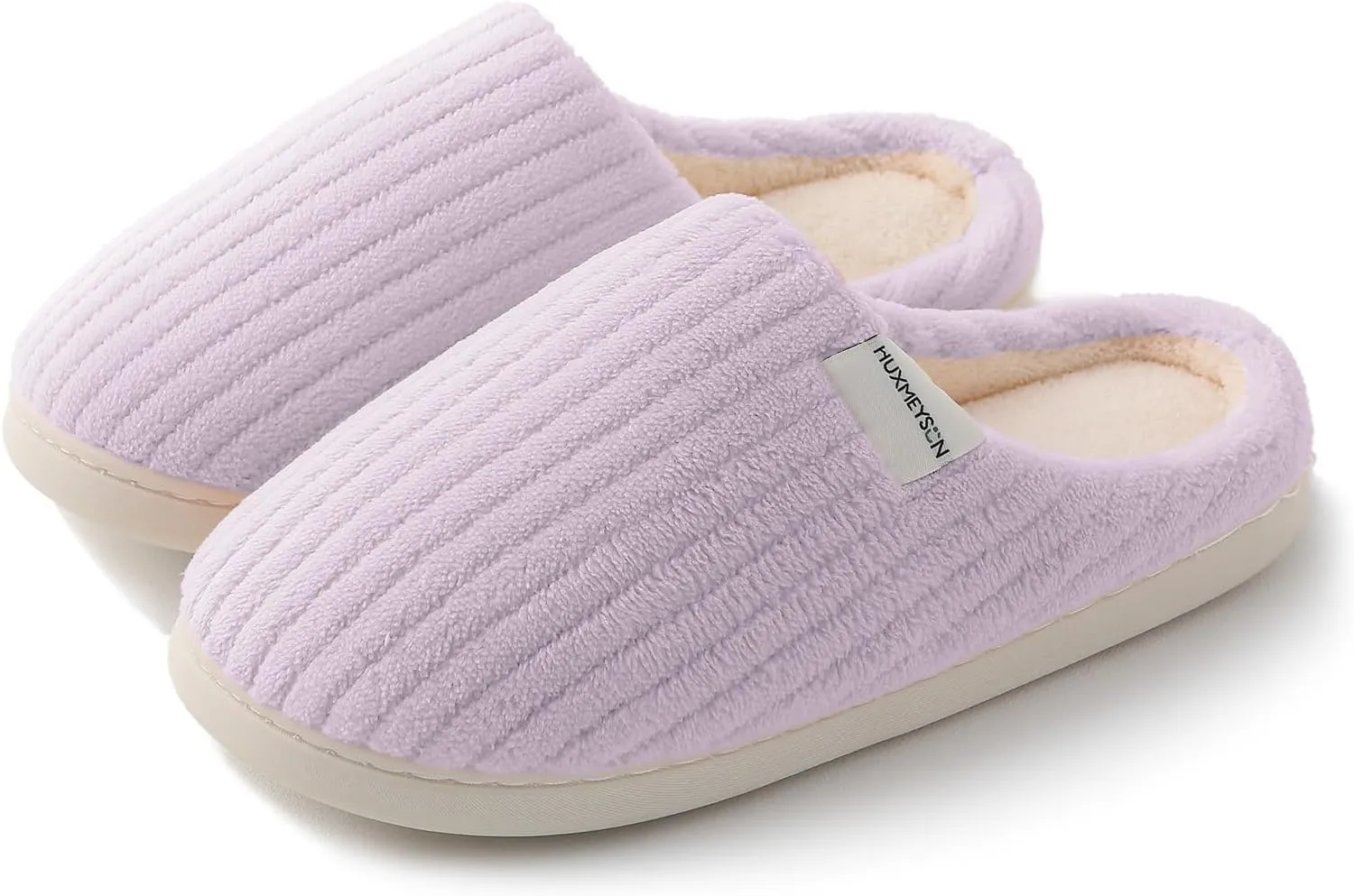 HUXMEYSON Slippers for Women, Warm Memory Foam Comfy House Slippers with Anti-Skid Rubber Sole for Indoor and Outdoor