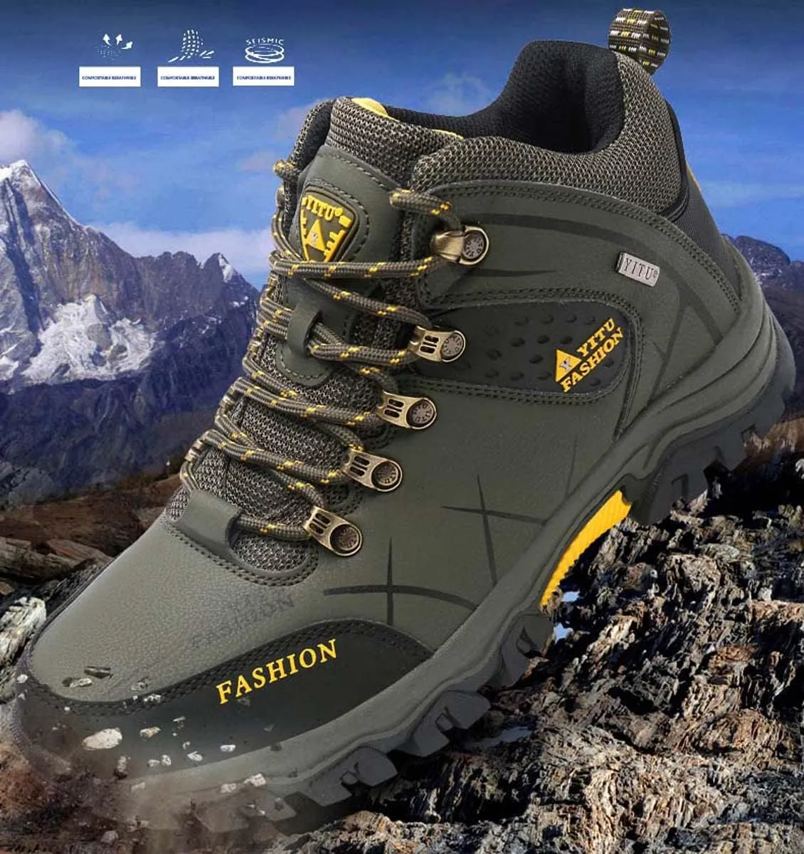 HYDLONGR Men's Women's Lightweight Waterproof Anti-Slip Hiking Shoes Travel Camping Shoes Walking Shoes