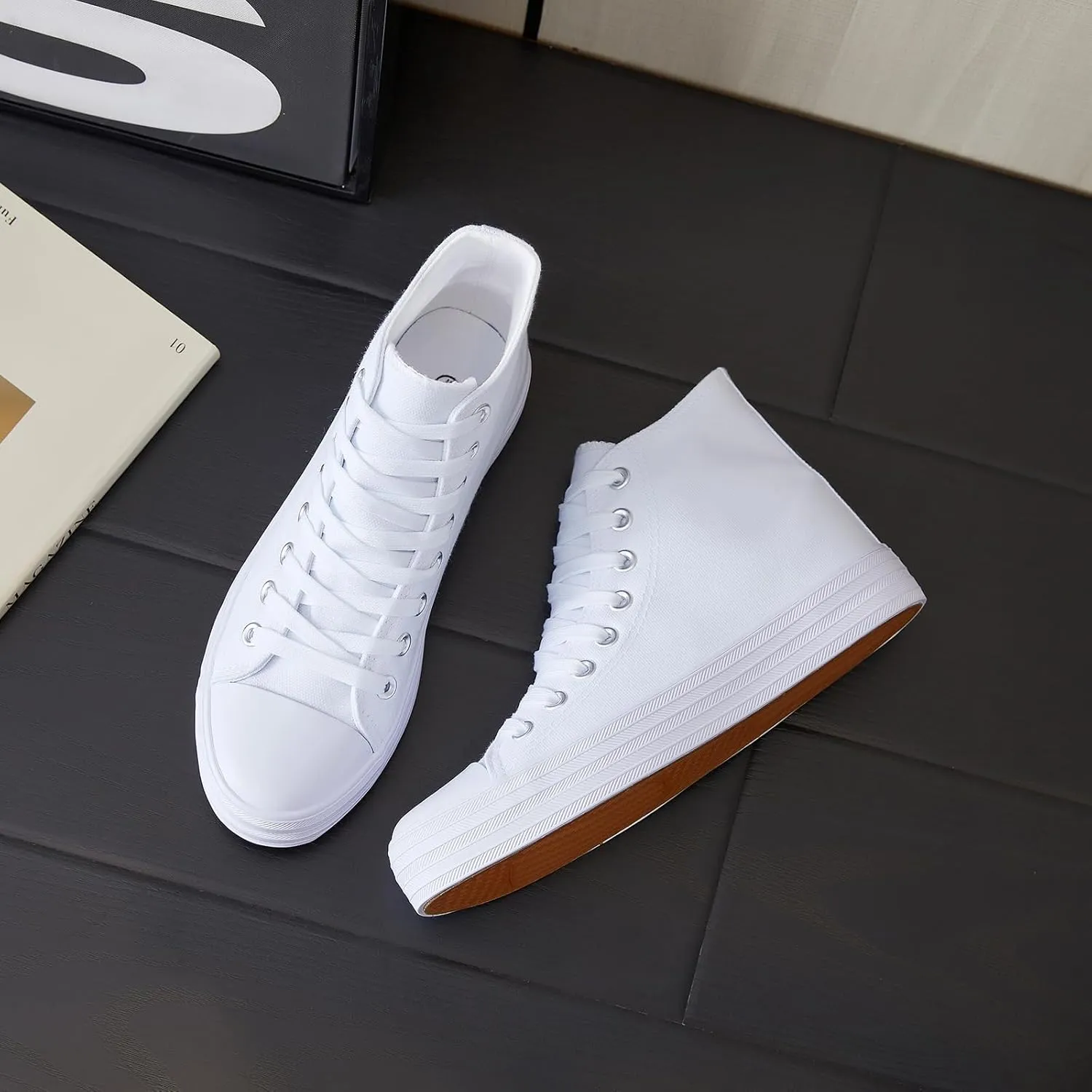HYPOCRUTE Womens High Top Sneakers Classic Canvas Shoes for Women Lace Up Canvas Sneakers Casual Tennis Shoes for Walking